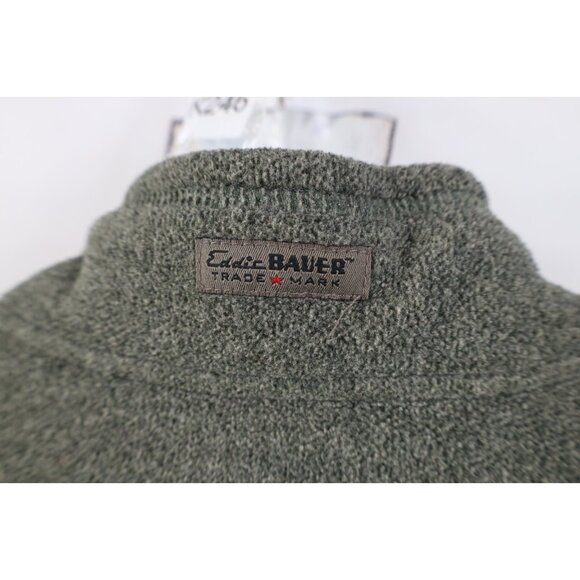 Vtg 90s Eddie Bauer Mens 2XL XXL Faded Fleece Full Zip Jacket Green Polyester - Picture 10 of 14